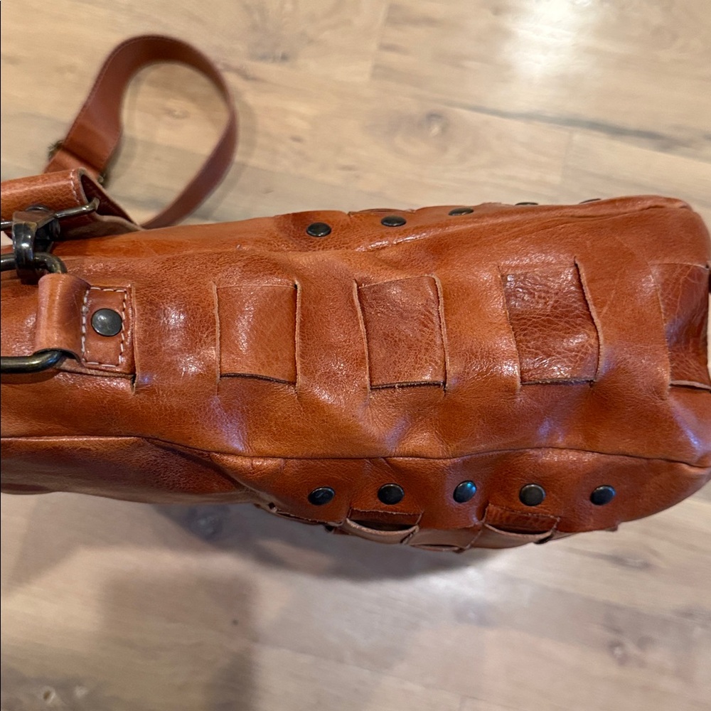 Bed Stu Orchid Studded Woven Leather Satchel Bag - Picture 7 of 14